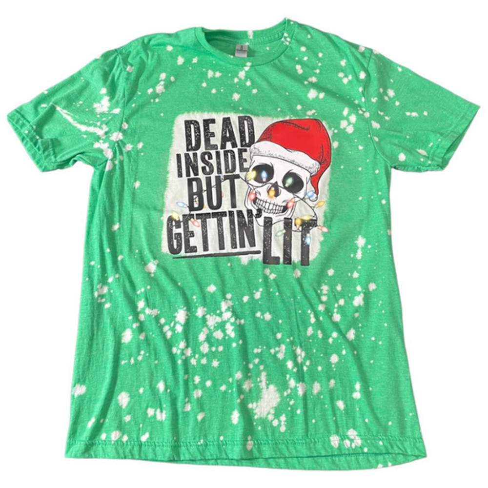 Bleached Tee Gildan Softstyle Green Size Large